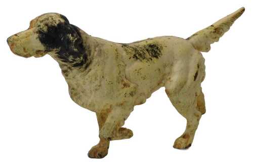 A painted cast iron model of an English Setter, possibly Hubley, 22cm high.