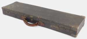 An early 19thC mahogany and leather-bound gun case, the blue felt fitted interior bearing... - 4