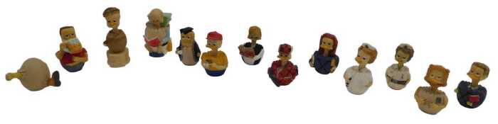 A group of M Bowmer Colorbox resin Eggbert figures, to include Down the Hatch, Egg Files Mulduck,...