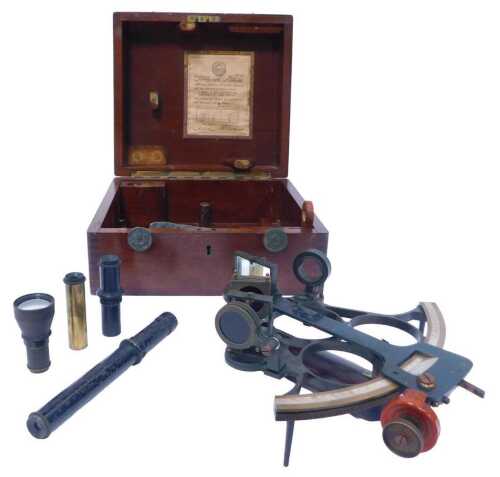 A J Lilley and Son N Shields sextant, number 18191, in a mahogany case.