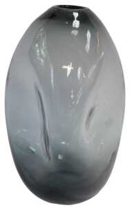 A Modernist smoked grey bubble vase in the manner of Holmegaard, with pinched sides, 30cm high.