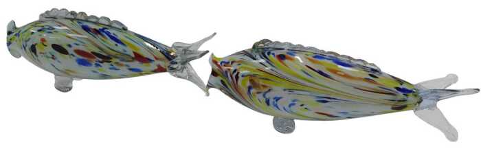 Two Murano glass fish, both 33cm long.