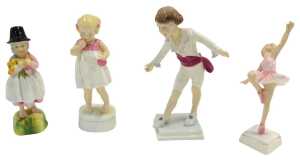 Four Royal Worcester porcelain figures, modelled as Wales 3103, Only Me 3226, Ballerina, and...