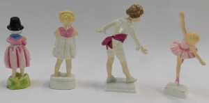Four Royal Worcester porcelain figures, modelled as Wales 3103, Only Me 3226, Ballerina, and... - 2