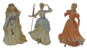 Three Wedgwood Danbury Mint bisque porcelain figures, modelled as Cinderella, Little Bo-Peep,...