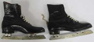 A pair of black leather ice skates, with John Wilson blades, together with a McNutt tweed blazer,... - 6