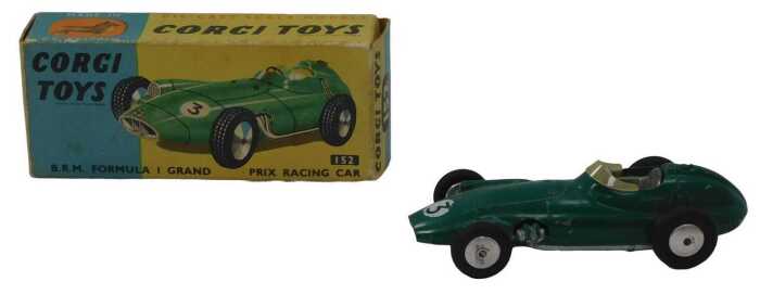 A Corgi Toys 152 diecast scale model of a BRM Formula 1 Grand Prix racing car, boxed, number 152S.