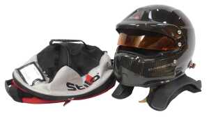 A Stilo ST4W carbon racing helmet, FIA approved, and a Stand 21 Club Series Hans device,... - 5