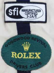 An OMP racing suit and a Jays racing suit, with various applied patches including Dunlop, Rolex... - 6