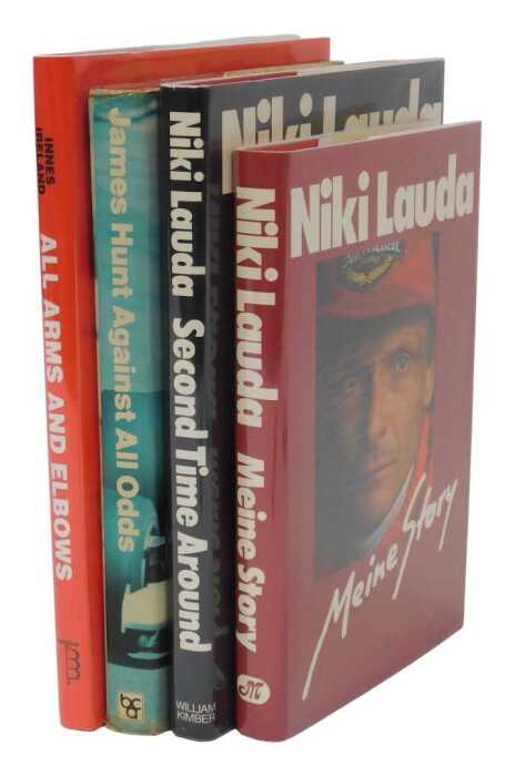 Formula 1 and motorsport autobiographies, including Niki Lauda Mein Story, Niki Lauda Second...