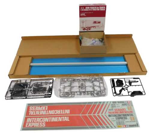 A Tamiya semi-trailer kit, for Tamiya RC tractor truck, 1:14 scale, boxed.
