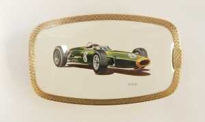 A gentleman's racers' dressing table set, including a clothes brush (boxed), with BRM transfer... - 2