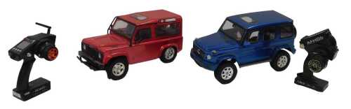 A Tamiya remote controlled Mercedes Benz G500, an Absima CRP 2.4GHz controller, and Land Rover...