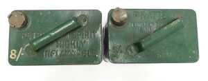 Two vintage petrol cans, for Pratts, SM, and BP Ltd, green with cream writing, having brass... - 3
