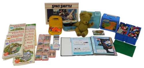Various toys and collectables, including The Official Star Trek Fact Files, a wool Teddy bear,...