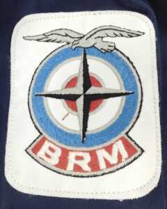 Two pairs of XL overalls, white pair with Yardley Team BRM patch, blue pair with BRM and Castrol... - 6
