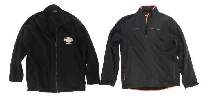 A Vodafone McLaren Mercedes F1 black zipper jacket, and another similar, Brabham, with Jack...