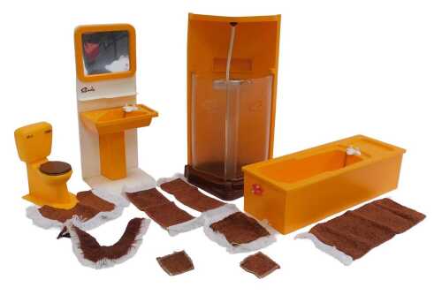 Pedigree Sindy furniture, comprising a Sindy shower, a Sindy sink pedestal and mirror, a Sindy...