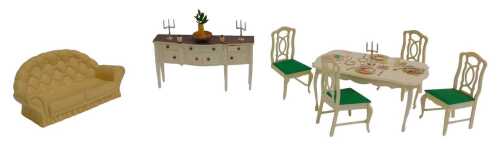 Various Pedigree Sindy lounge and dining furniture, including a table and four chairs, a...