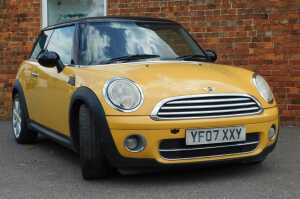 A Mini Cooper D three-door hatchback, Registration YF07 XXY, yellow, diesel, 1998cc, manual,...