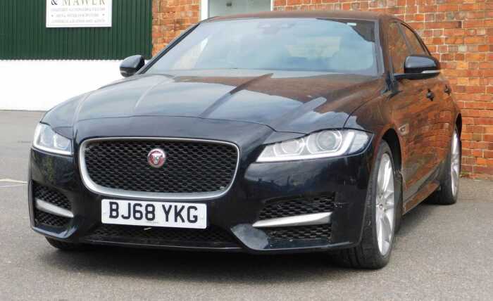 A Jaguar XF 2.0l R Sport four-door saloon, Registration BJ68 7KG, 8592 recorded miles, black,...