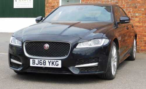 A Jaguar XF 2.0l R Sport four-door saloon, Registration BJ68 7KG, 8592 recorded miles, black,...