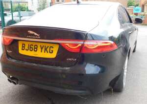A Jaguar XF 2.0l R Sport four-door saloon, Registration BJ68 7KG, 8592 recorded miles, black,... - 4