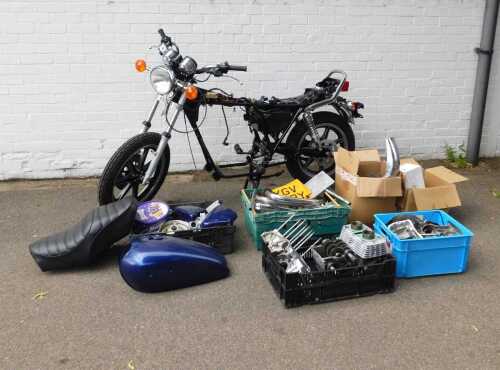 A Yamaha XS-250 motorcycle, registration YGV 463Y, 248cc, blue, first registered August 1982,...