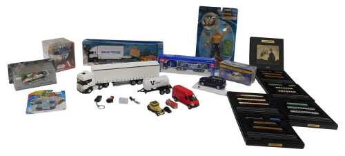 Various diecast and action figures, including a WWF Series 13 Signature Series special edition...