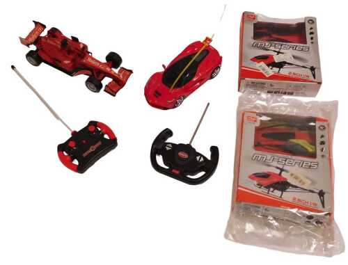 Various remote controlled vehicles, including a Mingji G MJ Series remote controlled helicopter,...