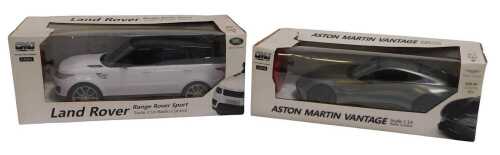 A CMJ RC Land Rover Range Rover Sport, and an Aston Martin Vantage, boxed. (2)