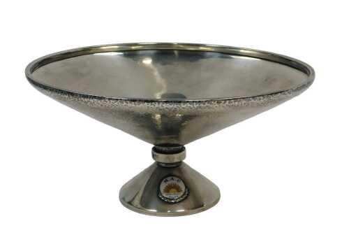 Raymond Mays interest. An Edward VIII planished silver trophy dish, the conical bowl over a...