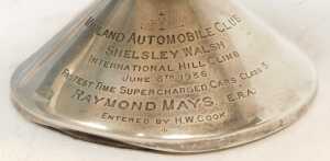 Raymond Mays interest. An Edward VIII planished silver trophy dish, the conical bowl over a... - 3