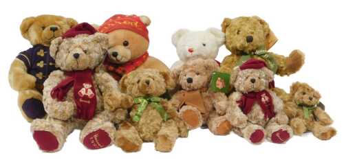 Various Harrods bears, including the Harrods 2000 Christmas Bear, Harrods 9" brown mohair bear,...