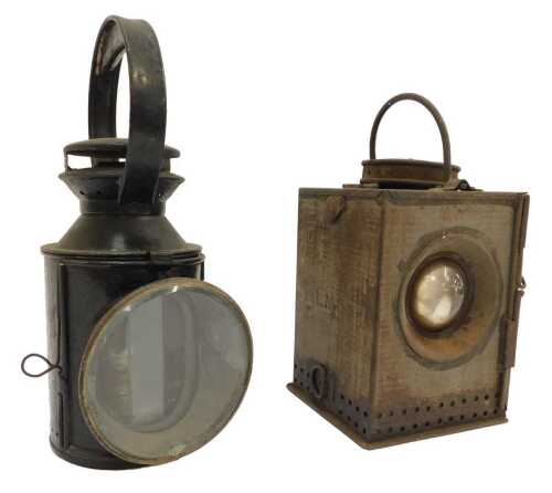A British Rail Midland railway lamp, and a London Midland and Scotland Railway lamp. (2)