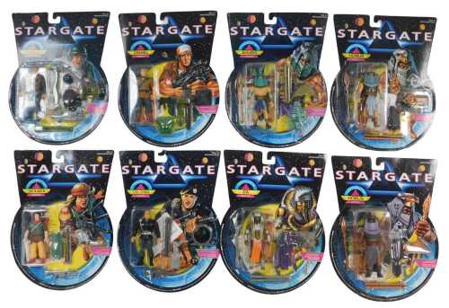 A collection of Hasbro Stargate figures, each in original packaging. (1 tray)