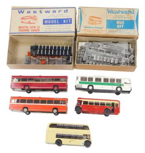 A Westward 4mm scale cast model kit, white metal, containing a Bristol-ECW LS touring coach, and...