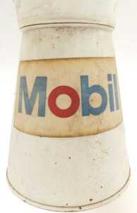 Two Mobil oil jugs, one litre and one pint. - 2