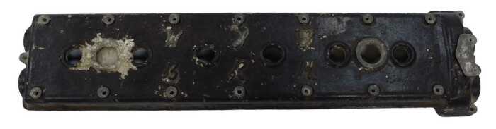 A BRM engine rocker cover, painted black, used, 2ft 2" x 1ft 7".