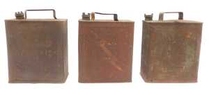 Three petrol cans, including Shell Motor Spirit, Shell Mex, and Regent Motor Spirit. - 3