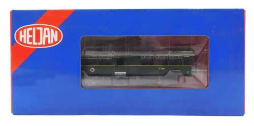 A Heljan OO gauge Park Royal rail bus, M79972, in British Railways green with small yellow...