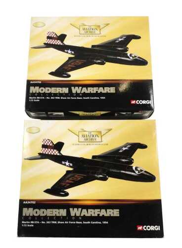 Two Aviation Archive Modern Warfare Collection 1:72 scale diecast vehicles, Martin RB-57A Shaw...