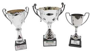 Three silver plated trophies, including Phoenix Total Butler 2000 MGCC Anglia Phoenix...