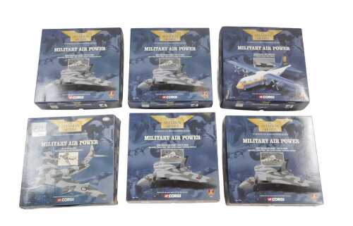 Six Corgi Aviation Archive 1:144 scale diecast aeroplanes, to include Avro Vulcan RAF 44...