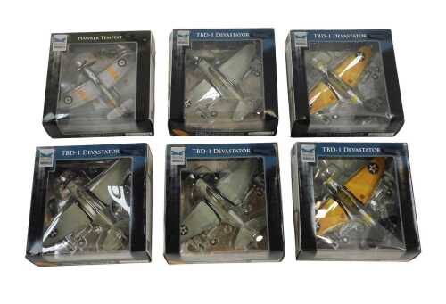 Six Skymax Models 1:72 scale diecast aircraft, to include a TBD-1 Devastator (5), and a Hawker...