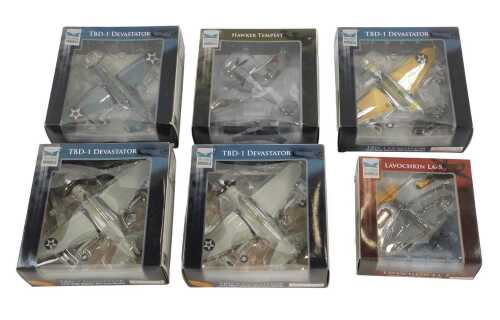 Six Skymax Models diecast models, to include Hawker Tempest, Devastator, Lavochkin, etc.