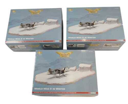 Three Corgi Aviation Archive limited edition 1:72 scale diecast aeroplanes, each of a J-8A...