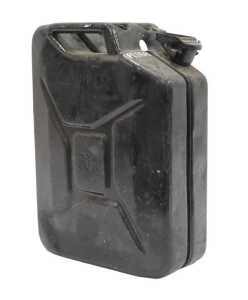 A black painted War Department petrol can.