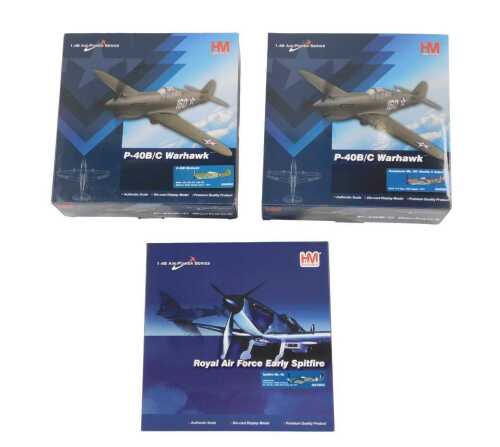 Three Hobbymaster Airpower Series aeroplanes, 1:48 scale, comprising Airforce Early Spitfire,...
