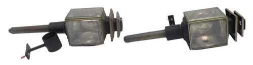 A pair of brass carriage lamps.